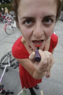 Participant of womanish cycle race
