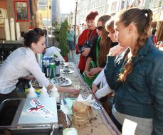 Visitors buying the festival coffee