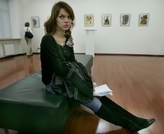 A visitor of the exhibition