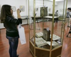 A visitor of the exhibition