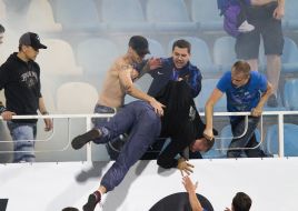 The fight between the fans of FC "Arsenal" and FC "Goverla"