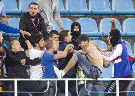 The fight between the fans of FC "Arsenal" and FC "Goverla"