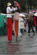 Actors on stilts