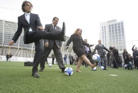 Participants opening of football field play football