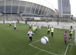 Children play football