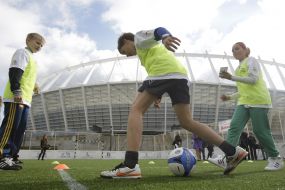 Children play football