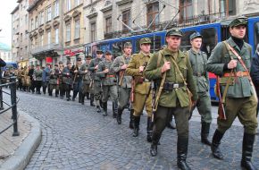Participants of March of glory of the Ukrainian Insurgent Army