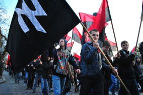 Participants of March of glory of the Ukrainian Insurgent Army