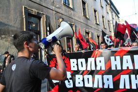 Participants of March of glory of the Ukrainian Insurgent Army