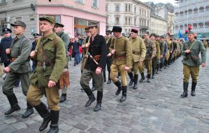 Participants of March of glory of the Ukrainian Insurgent Army