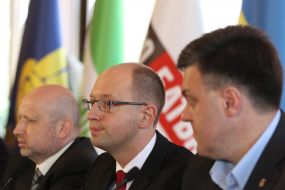 Arseniy Yatsenyuk, Aleksandr Turchinov and Oleg Tyagnibok