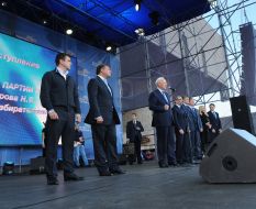 Nikolay Azarov, Gennadiy Kernes, Mikhail Dobkin and Taisiya Povaliy