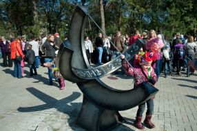 Girl near the monument