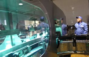 The conveyor with milk products