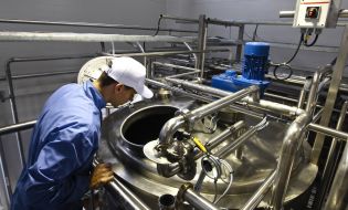 Worker of milk factory