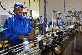 Workers of milk factory