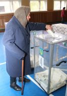 Voter cast ballots in the ballot box
