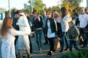 Participants of celebration of Halloween