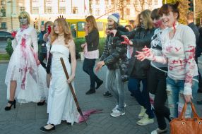 Participants of celebration of Halloween