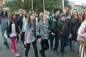 Participants of celebration of Halloween