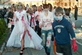 Participants of celebration of Halloween