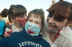 Participants of celebration of Halloween