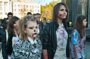 Participants of celebration of Halloween