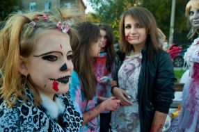 Participants of celebration of Halloween