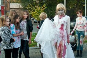 Participants of celebration of Halloween