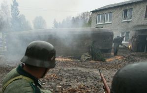 The participants of the military historical reconstruction