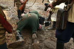 The participants of the military historical reconstruction
