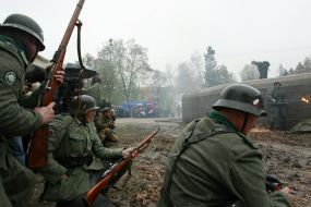 The participants of the military historical reconstruction