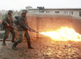 The participants of the military historical reconstruction