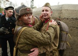 The participants of the military historical reconstruction