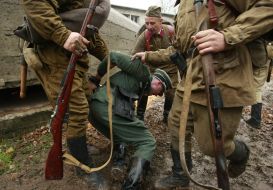 The participants of the military historical reconstruction
