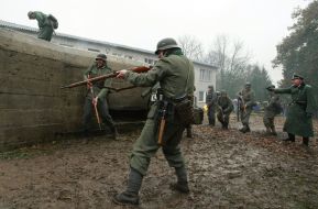 The participants of the military historical reconstruction