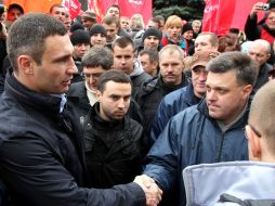 Vitaly Klichko and Oleg Tyagnibok