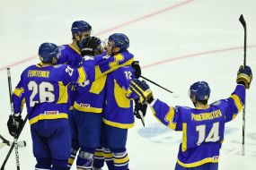 Players of the national team of Ukraine on hockey
