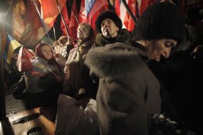 Participants of the mass meeting of opposition