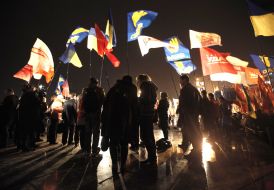 Participants of the mass meeting of opposition