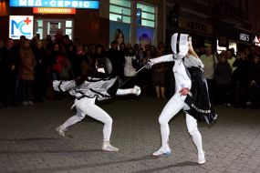 Girls in the suits of musketeers