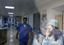 Doctor-cardiosurgeon walking down the corridor