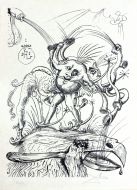 The photo reproduction of illustration of Salvador Dali