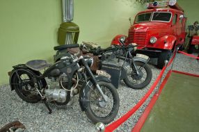 Motorcycles and fire truck