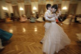 Participants of Cadet Ball dance waltz