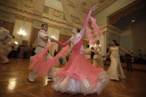 Participants of Cadet Ball dance waltz