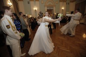 Participants of Cadet Ball dance waltz