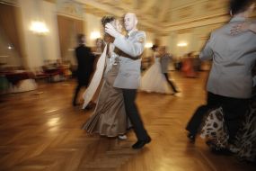 Participants of Cadet Ball dance waltz