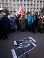 Torn poster of Stepan Bandera