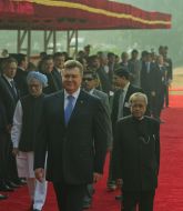 Viktor Yanukovych, Pranab Mukherjee and Manmohan Singh